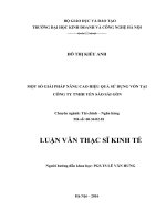 Một số giải pháp nâng cao hiệu quả sử dụng vốn tại công ty tnhh yến sào sài gòn