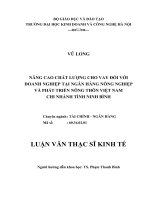 Nâng cao chất lượng cho vay đối với doanh nghiệp tại ngân hàng nông nghiệp và phát triển nông thôn việt nam chi nhánh tỉnh ninh bình