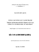 Nâng cao năng lực cạnh tranh trong kinh doanh bất động sản tại công ty cổ phần đầu tư hải phát