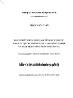 Hoàn thiện thẩm định tài chính dự án trong cho vay tại chi nhánh ngân hàng nông nghiệp và phát triển nông thôn tỉnh sơn la