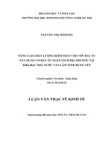 Nâng cao chất lượng kiểm soát chi vốn đầu tư xây dựng cơ bản từ ngân sách địa phương tại kho bạc nhà nước văn lâm tỉnh hưng yên