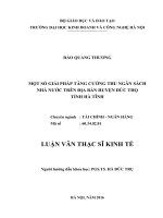Một số giải pháp tăng cường thu ngân sách nhà nước trên địa bàn huyện đức thọ tỉnh hà tĩnh