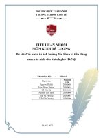 Tiểu luận nhóm môn kinh tế lượng đề tài các nhân tố ảnh hưởng đến hành vi tiêu dùng xanh của sinh viên thành phố hà nội