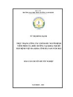 Thực trạng công tác chăm sóc người bệnh viêm phổi của điều dưỡng tại khoa nội hô hấp bệnh viện đa khoa tỉnh hà nam năm 2022