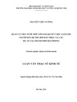 Quản lý nhà nước đối với giải quyết việc làm cho người dân bị thu hồi đất phục vụ các dự án tại thành phố hải phòng