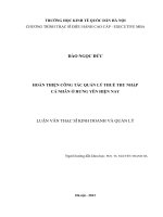 Hoàn thiện công tác quản lý thuế thu nhập cá nhân ở hưng yên hiện nay