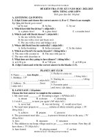 Đề kiểm tra học kì 1 môn tiếng anh lớp 9 có đáp án