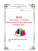 LUẬN VĂN Thực trạng và giải pháp giáo dục đạo đức học sinh cá biệt ở trường thpt