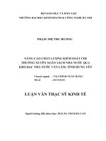 Nâng cao chất lượng kiểm soát chi thường xuyên ngân sách nhà nước qua kho bạc nhà nước văn lâm, tỉnh hưng yên