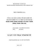 Nâng cao chất lượng tín dụng đối với doanh nghiệp vừa và nhỏ tại chi nhánh ngân hàng nông nghiệp và phát triển nông thôn tiền hải