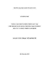 Nâng cao chất lượng nhân lực tại chi nhánh ngân hàng thương mại cổ phần đầu tư và phát triển  nam định
