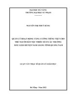 Quản lý hoạt động tăng cường tiếng việt cho trẻ người dân tộc thiểu số ở các trường mẫu giáo huyện nam giang tỉnh quảng nam