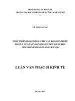 Phát triển hoạt động cho vay doanh nghiệp nhỏ và vừa tại ngân hàng tmcp quân đội  chi nhánh thăng long, hà nội