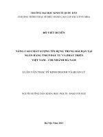 Nâng cao chất lượng tín dụng trung dài hạn tại ngân hàng tmcp đầu tư và phát triển việt nam – chi nhánh hà nam