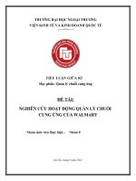 TIỂU LUẬN GIỮA KÌ Học phần Quản lý chuỗi cung ứng ĐỀ TÀI NGHIÊN CỨU HOẠT ĐỘNG QUẢN LÝ CHUỖI CUNG ỨNG CỦA WALMART