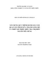 Xây dựng quy trình đánh giá cảm quan sản phẩm sữa thanh long đỏ và thiết kế phiếu điều tra thị hiếu người tiêu dùng