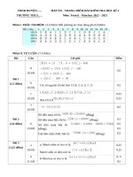 Đáp án thang điểm kiểm tra toán 6 cuối học kì 1