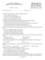 Đề thi học kì 1 môn Vật lí lớp 11 năm 2022-2023 - Trường THPT Lê Hồng Phong, Đắk Lắk