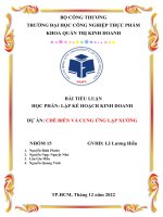 Tiểu luận học phần lập kế hoạch kinh doanh dự án chế biến và cung ứng lạp xưởng