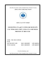 KHÓA LUẬN TỐT NGHIỆP ẢNH HƯỞNG CỦA pH VÀ NỒNG ĐỘ MUỐI LÊN CÁC TÍNH CHẤT CHỨC NĂNG CỦA CHẾ PHẨM PROTEIN TỪ BÈO TẤM