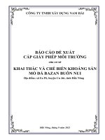 BÁO CÁO ĐỀ XUẤT CẤP GIẤY PHÉP MÔI TRƯỜNG của cơ sở KHAI THÁC VÀ CHẾ BIẾN KHOÁNG SẢN MỎ ĐÁ BAZAN BUÔN NUI