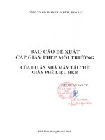 BÁO CÁO ĐỀ XUẤT CẤP GIẤY PHÉP MÔI TRƯỜNG CỦA DỰ ÁN NHÀ MÁY TÁI CHẾ GIẤY PHẾ LIỆU HKB