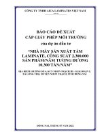 BÁO CÁO ĐỀ XUẤT CẤP GIẤY PHÉP MÔI TRƯỜNG của dự án đầu tư “NHÀ MÁY SẢN XUẤT TẤM LAMINATE, CÔNG SUẤT 2.300.000 SẢN PHẨM/NĂM TƯƠNG ĐƯƠNG 10.300 TẤN/NĂM”