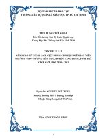 (Tiểu luận) nâng cao kỹ năng làm việc nhóm cho đội ngũ giáo viên trƣờng thpt dƣơng háo học, huyện càng long, tỉnh trà vinh năm học 2020 – 2021