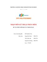 Nhập môn kỹ thuật phần mềm đề tài phần mềm quản lý khách sạn