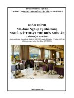 Giáo trình Nghiệp vụ nhà hàng (Nghề Kỹ thuật chế biến món ăn  Trình độ Cao đẳng)