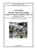 Giáo trình Quản trị tác nghiệp (Nghề Kỹ thuật chế biến món ăn  Trình độ Cao đẳng)