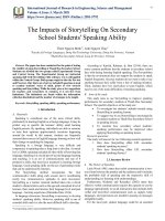 The impacts of storytelling on secondary school students speaking ability (tác động của phương pháp kể chuyện vào khả năng nói tiếng anh của học sinh thcs)
