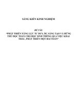 Skkn phát triển tư duy, óc sáng tạo và hứng thú học toán cho học sinh thông qua việc khai thác, phát triển từ một bài toán