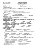 De thi giua hoc ki 1 mon tieng anh lop 11 nam 2022 2023 co dap an truong thpt le loi  5113