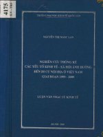 Nghiên cứu thống kê các yếu tố kinh tế xã hội ảnh hưởng đến di cư nội địa ở việt nam giai đoạn 1999   2009 (luận văn thạc sỹ)