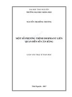 Luận văn thạc sĩ toán học một số phương trình diophant liên quan đến số cân bằng