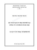 Luận văn thạc sĩ kinh tế kế toán quản trị chi phí tại công ty cổ phần in hà nội