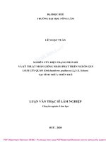 Tom tat Luận văn thạc sĩ lâm nghiệp nghiên cứu hiện trạng phân bố và kỹ thuật nhân giống phát triển nguồn gen loài cây quao (dolichandrone spathacea (l f ) k  schum) tại tỉnh thừa thiên huế