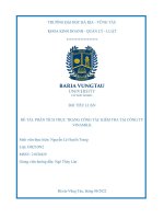 Tiểu luận đề tài phân tích thực trạng công tác kiểm tra tại công ty vinamilk