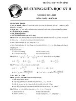 Đề cương giữa kỳ 2 toán 11 năm 2022 – 2023 trường thpt xuân đỉnh – hà nội