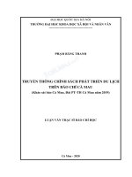 Luận văn thạc sĩ báo chí học truyền thông chính sách phát triển du lịch trên báo chí cà mau (khảo sát báo cà mau, đài pt th cà mau năm 2019)