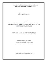 Tóm tắt luận án tiến sĩ luật học quyền sở hữu trí tuệ trong mối quan hệ với pháp luật cạnh tranh
