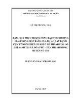 Luận văn thạc sĩ khoa học đánh giá thực trạng công tác thu hồi đất, giải phóng mặt bằng tại dự án xây dựng cụm công nghiệp cơ khí ô tô thành phố hồ chí minh tại xã hòa phú – tân thạnh đông, huyện củ chi – thành phố hồ chí minh