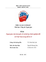 Tiểu luận môn học công tác ngoại giao đề tài ngoại giao văn hoá quốc tế và bài học kinh nghiệm đối với việt nam trong thế kỉ 21