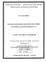 Luận văn thạc sĩ tín dụng ngân hàng góp phần phát triển ngành hoa tại thành phố đà lạt