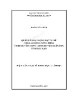 Luận văn thạc sĩ khoa học giáo dục quản lý hoạt động dạy nghề cho lao động nông thôn ở trung tâm gdnn   gdtx huyện ngân sơn