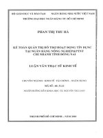 Luận văn thạc sĩ kế toán quản trị hỗ trợ hoạt động tín dụng tại ngân hàng nông nghiệp  ptnt chi nhánh tỉnh đồng nai