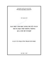Luận văn thạc sĩ sư phạm toán dạy học cho học sinh chuyên toán trung học phổ thông thông qua chủ đề tổ hợp