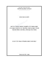Luận văn thạc sĩ khoa học giáo dục quản lý hoạt động nghiên cứu khoa học của học sinh ở các trường thcs thành phố cẩm phả, tỉnh quảng ninh