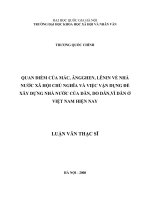Luận án tiến sĩ quan điểm của mác, ăngghen, lênin về nhà nước xã hội chủ nghĩa và việc vận dụng để xây dựng nhà nước của dân, do dân, vì dân ở việt nam hiện nay
